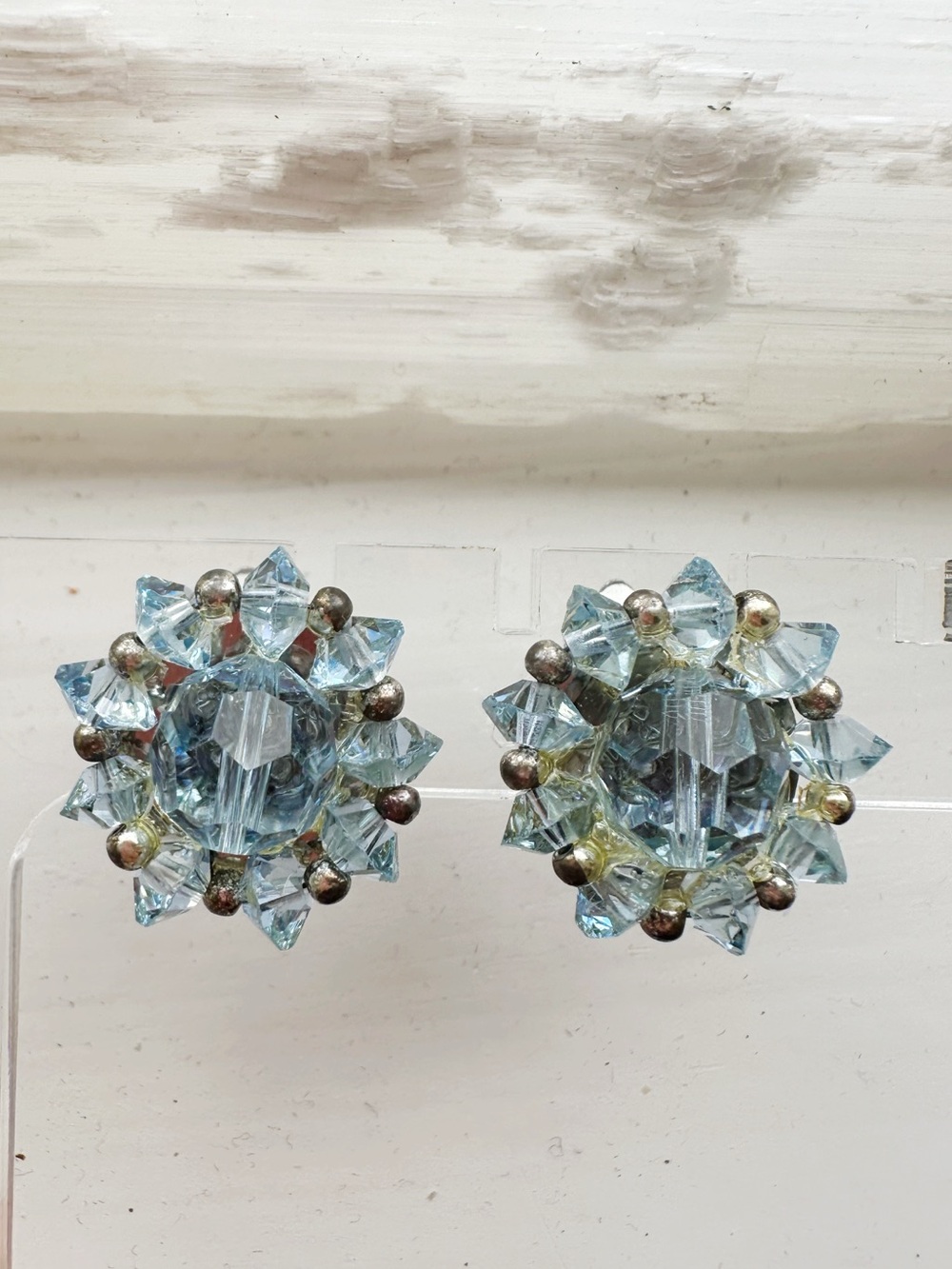 Vintage Signed Lisner Blue Clip On Earrings